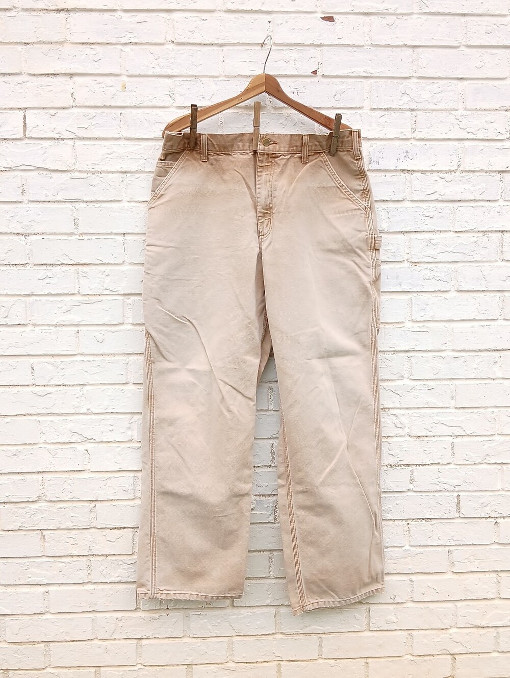 Vintage Carhartt B11 BRN Dungaree Duck Workwear Pants Faded Carpenter